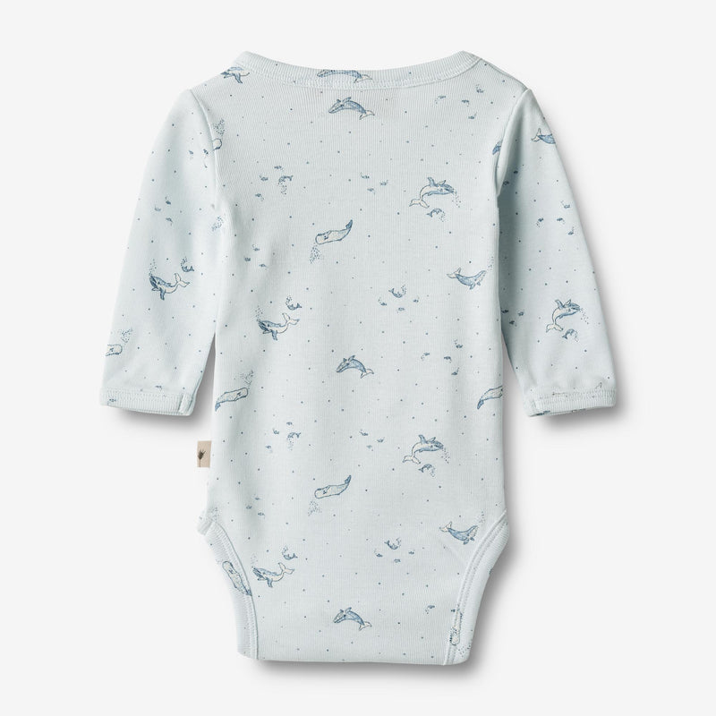 Wheat Main   Langærmet Slå-om Body Pil Underwear/Bodies 4032 light blue whales