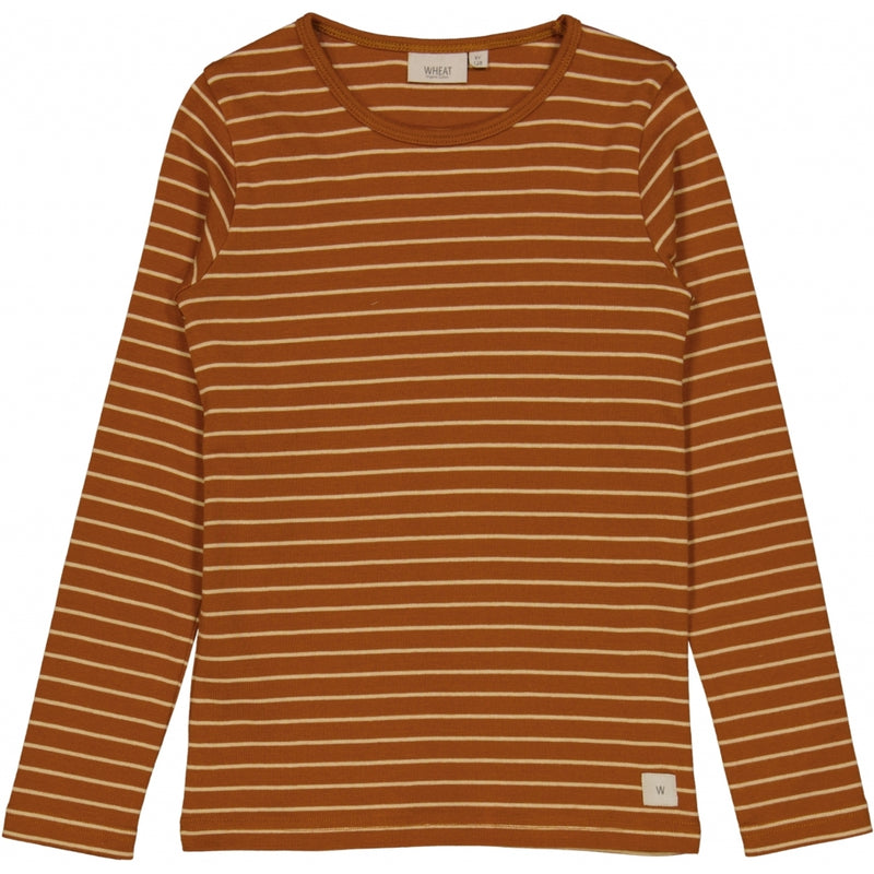 Wheat Main Langærmet Stribet T-shirt Jersey Tops and T-Shirts 3024 cinnamon