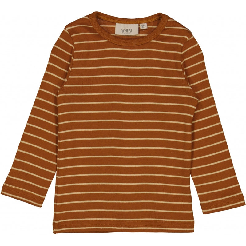 Wheat Main Langærmet Stribet T-shirt Jersey Tops and T-Shirts 3024 cinnamon