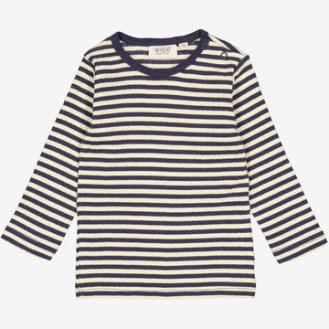 Wheat Main  Langærmet Stribet T-shirt | Baby Jersey Tops and T-Shirts 1387 midnight stripe