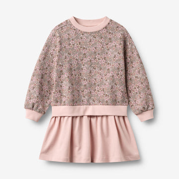 Wheat Main Langærmet Sweat Kjole Maggie Dress 9899 rose brown flowers