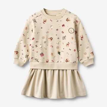 Wheat Main Langærmet Sweat Kjole Maggie Dress 1121 offwhite holiday