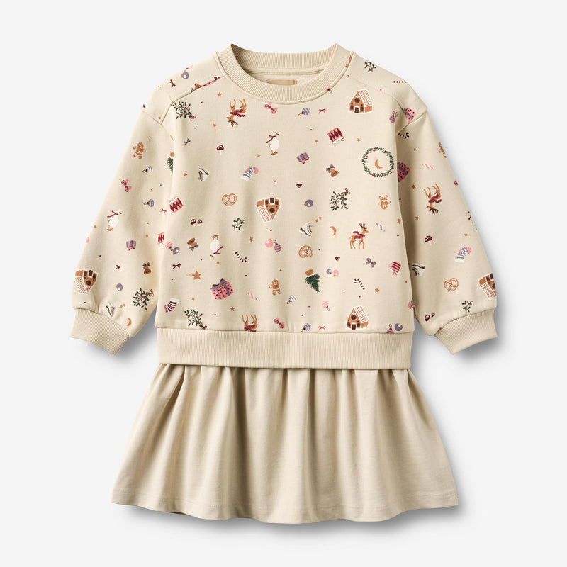 Wheat Main Langærmet Sweat Kjole Maggie Dress 1121 offwhite holiday