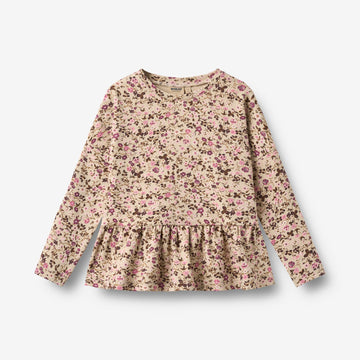 Wheat Main Langærmet T-shirt Carolina T-Shirt 9769 soft sand flower wine