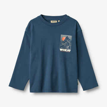 Wheat Main Langærmet T-shirt Dixie Print Jersey Tops and T-Shirts 1194 blue denim