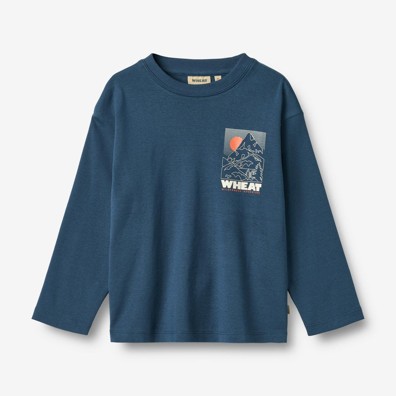 Langærmet T-shirt Dixie Print blue denim –