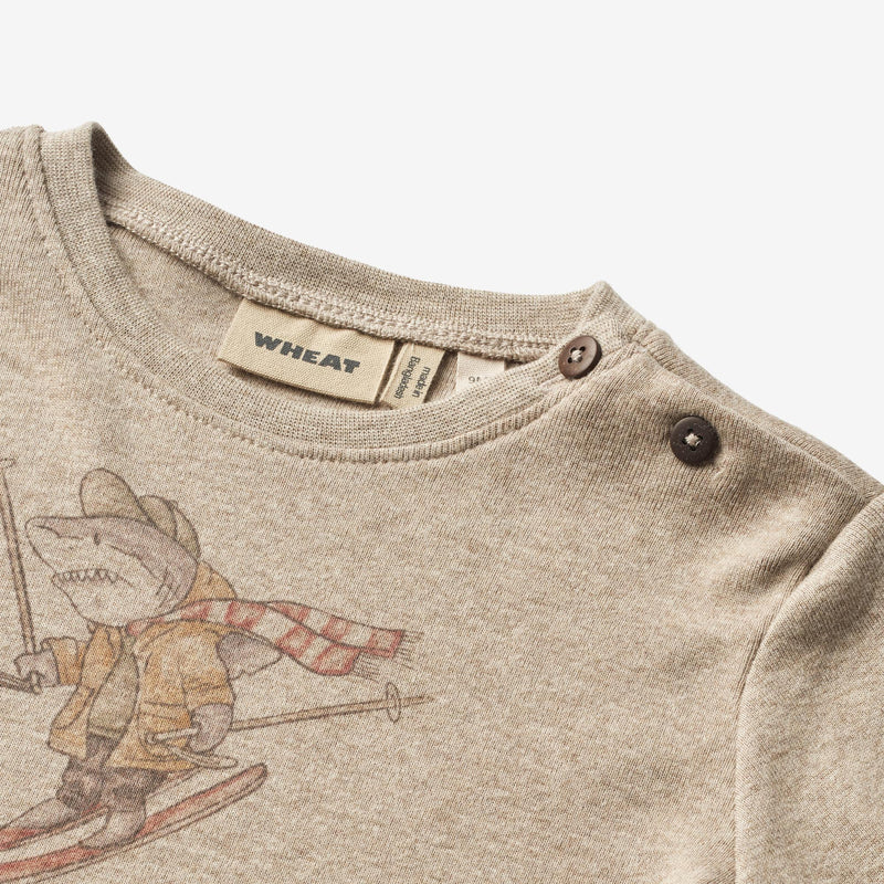 Wheat Main  Langærmet T-shirt Ged Jersey Tops and T-Shirts 0072 gravel melange
