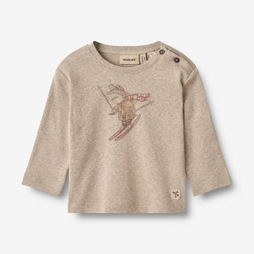 Wheat Main  Langærmet T-shirt Ged Jersey Tops and T-Shirts 0072 gravel melange