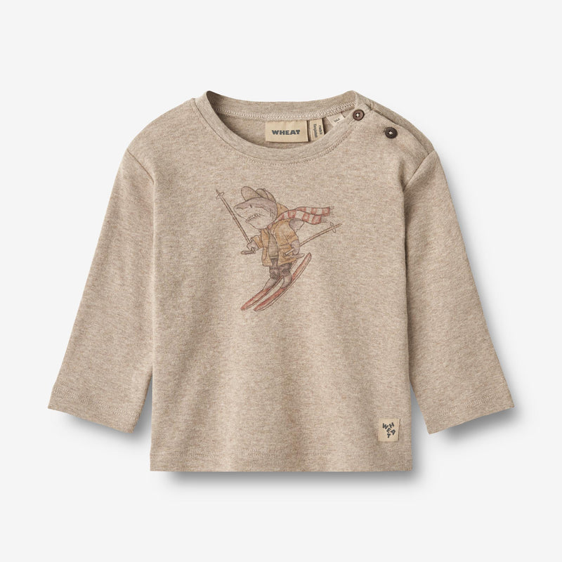Wheat Main  Langærmet T-shirt Ged Jersey Tops and T-Shirts 0072 gravel melange