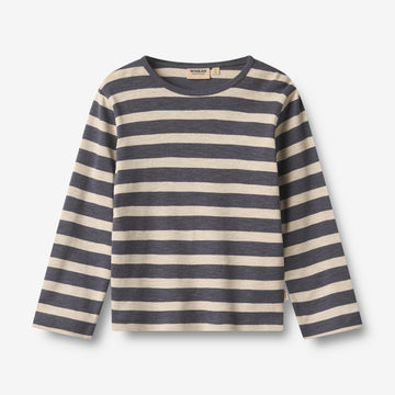 Wheat Main Langærmet T-shirt Milo T-Shirt 1309 greyblue stripe