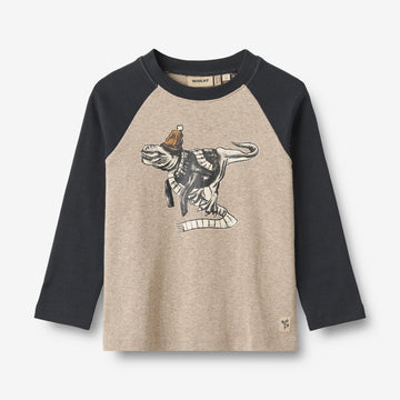 Wheat Main Langærmet T-shirt Rolf Jersey Tops and T-Shirts 0072 gravel melange