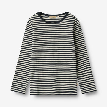 Wheat Main Langærmet T-shirt Stig T-Shirt 9432 navy rib stripe