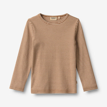 Wheat Main Langærmet T-shirt Stig T-Shirt 3017 warm hazel stripe