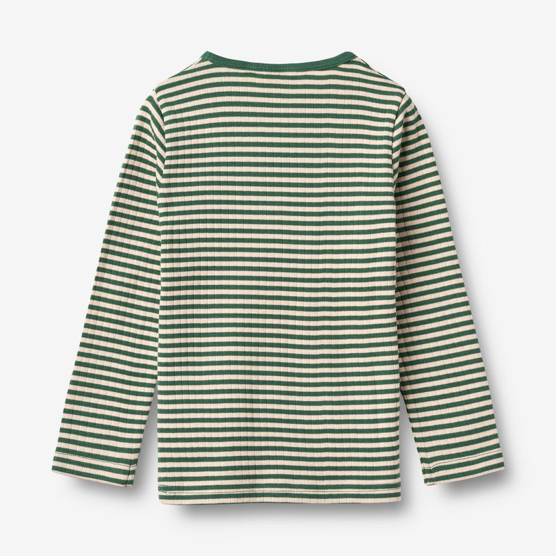 Wheat Main Langærmet T-shirt Stig T-Shirt 4142 green stripe