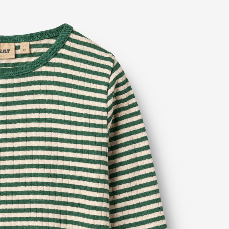 Wheat Main Langærmet T-shirt Stig T-Shirt 4142 green stripe