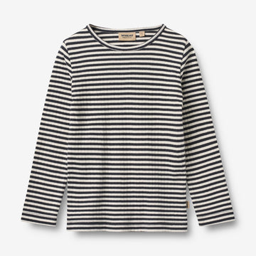 Wheat Main Langærmet T-shirt Stig T-Shirt 9432 navy rib stripe