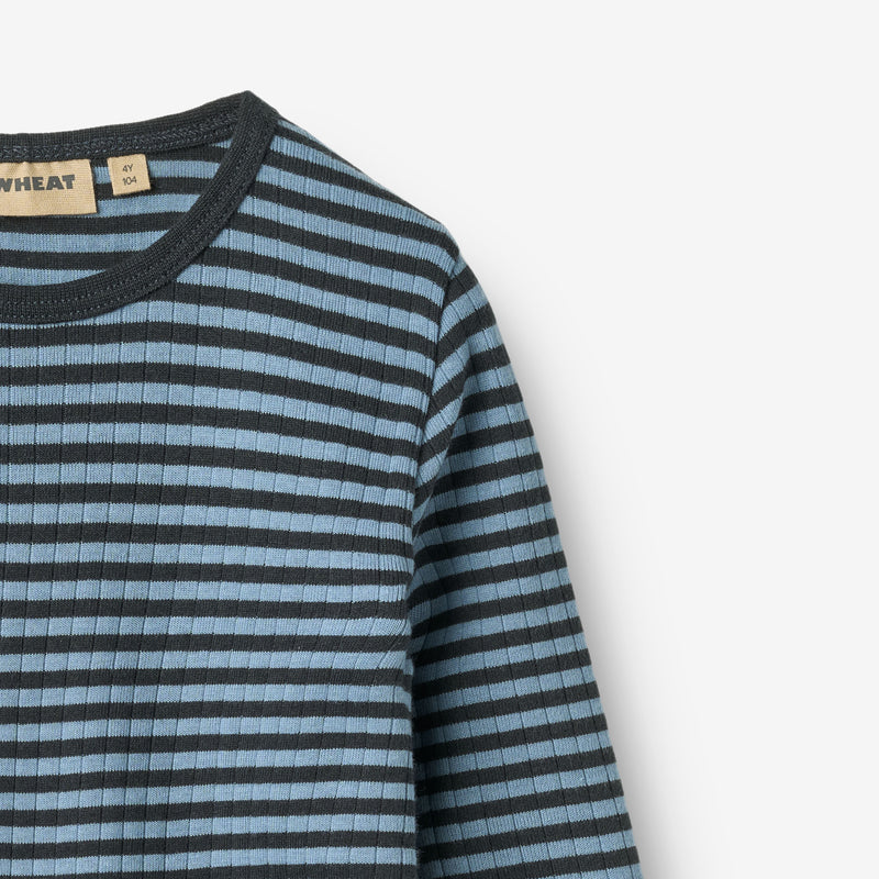 Wheat Main Langærmet T-shirt Stig T-Shirt 9548 bright blue stripe
