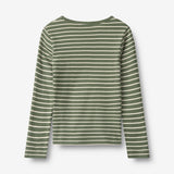 Wheat Main Langærmet T-shirt Stig T-Shirt 4076 dark green stripe