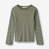 Wheat Main Langærmet T-shirt Stig T-Shirt 4076 dark green stripe