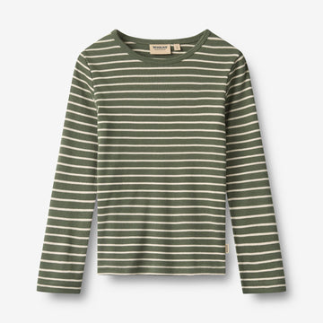 Wheat Main Langærmet T-shirt Stig T-Shirt 4076 dark green stripe
