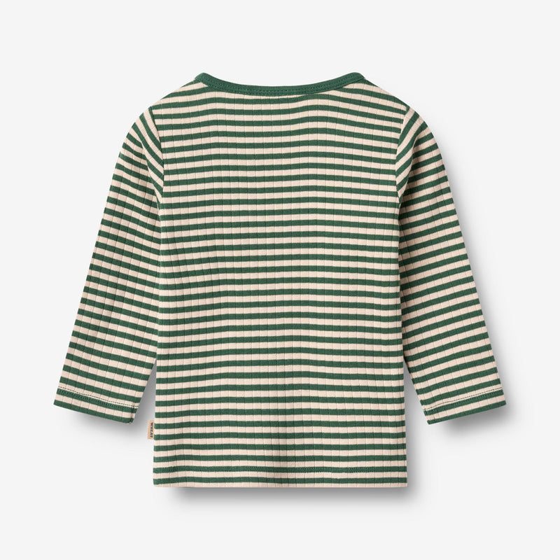 Wheat Main Langærmet T-shirt Stig T-Shirt 4142 green stripe