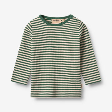 Wheat Main Langærmet T-shirt Stig T-Shirt 4142 green stripe