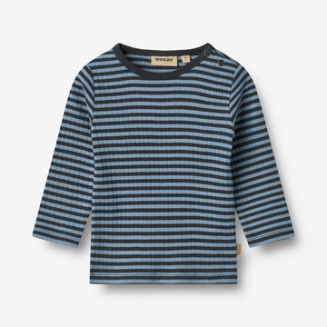 Wheat Main Langærmet T-shirt Stig T-Shirt 9548 bright blue stripe