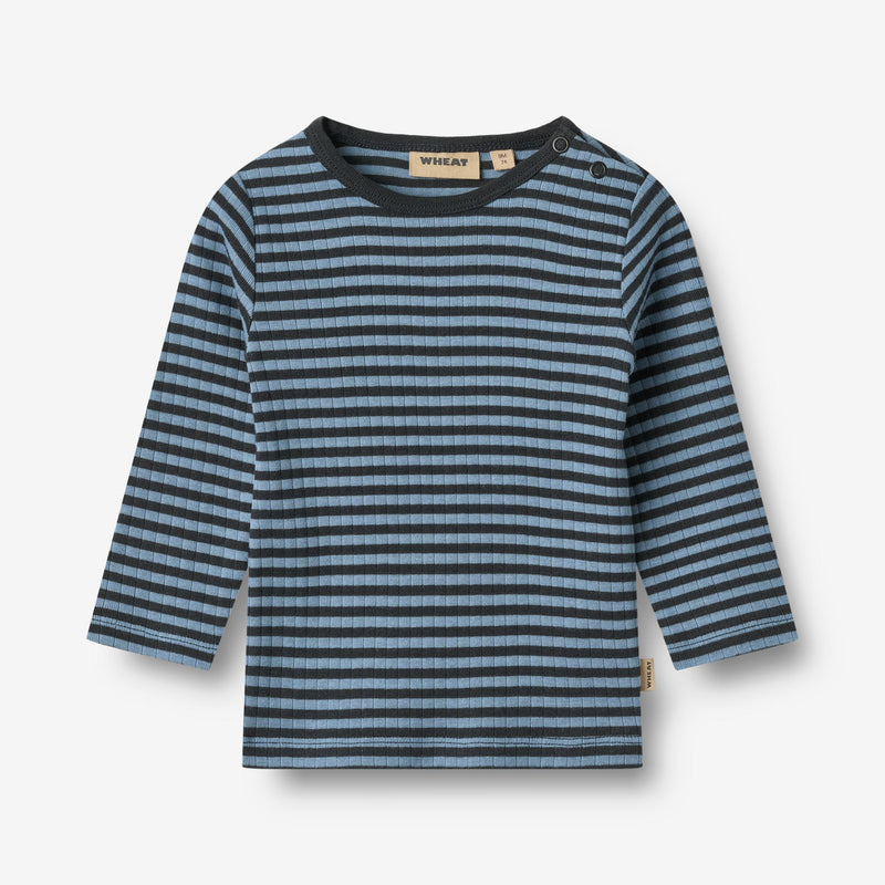 Wheat Main Langærmet T-shirt Stig T-Shirt 9548 bright blue stripe