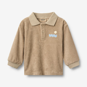 Wheat Main Langærmet Terry Polo Theodor Sweatshirt 9608 sand stone