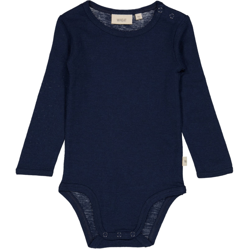 Wheat Wool Langærmet Uld Body Underwear/Bodies 1432 navy