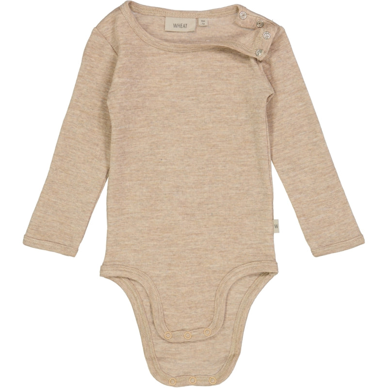 Wheat Wool Langærmet Uld Body Underwear/Bodies 3204 khaki melange