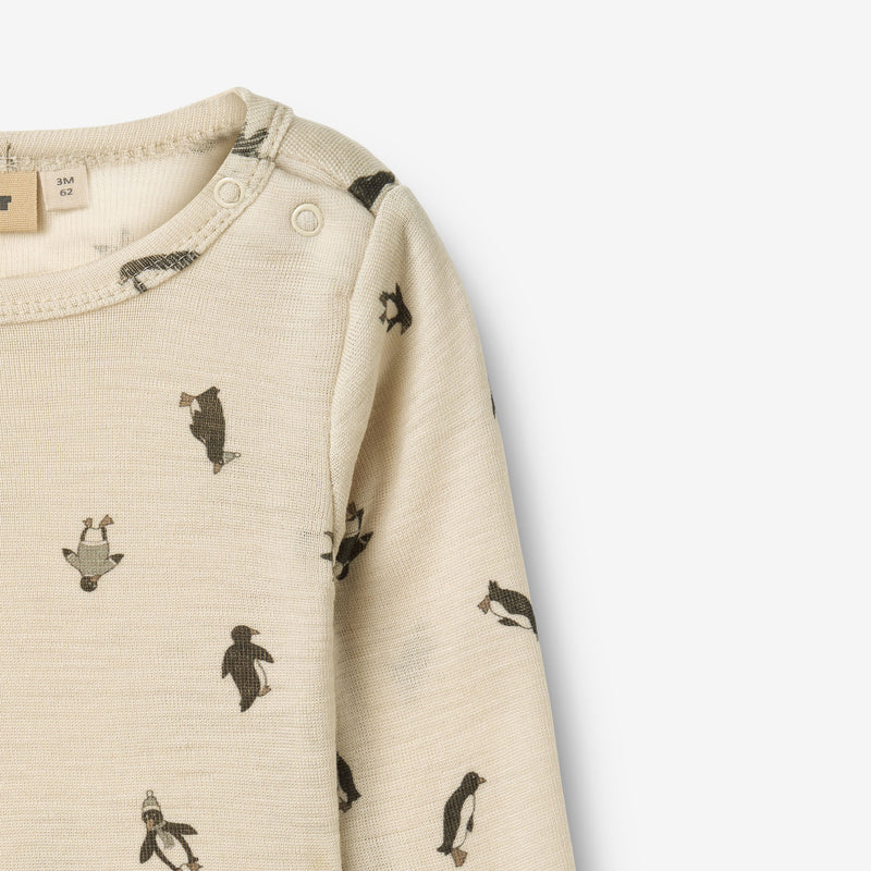 Wheat Wool Langærmet Uld Body Lucca Underwear/Bodies 9564 penguins