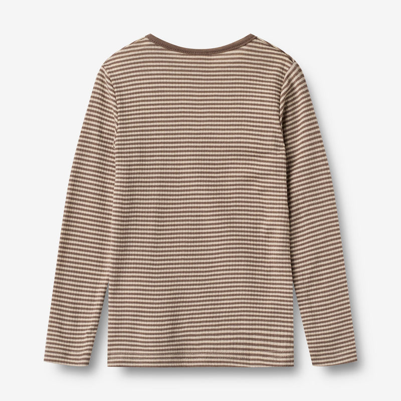 Wheat Wool Langærmet Uld T-Shirt Alfie Jersey Tops and T-Shirts 9578 wood stripe