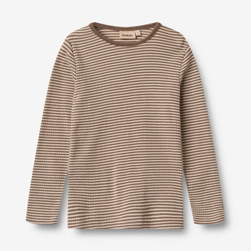 Wheat Wool Langærmet Uld T-Shirt Alfie Jersey Tops and T-Shirts 9578 wood stripe