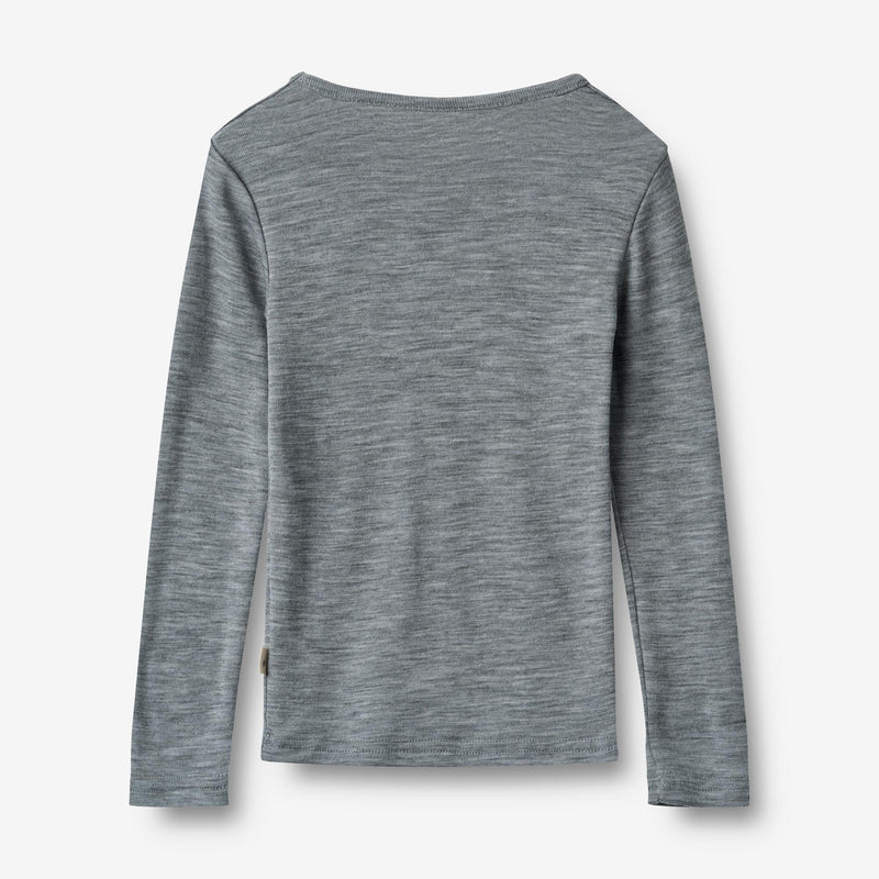 Wheat Wool Langærmet Uld T-shirt Alfie Jersey Tops and T-Shirts 0224 melange grey