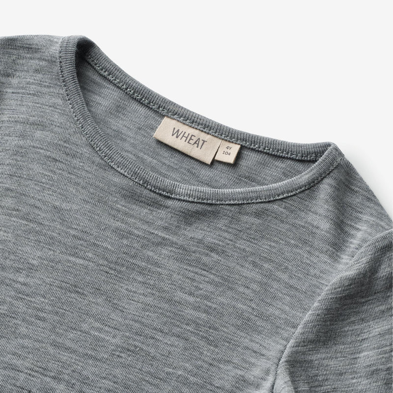 Wheat Wool Langærmet Uld T-shirt Alfie Jersey Tops and T-Shirts 0224 melange grey