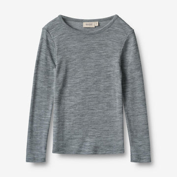 Wheat Wool Langærmet Uld T-shirt Alfie T-Shirt 0224 melange grey
