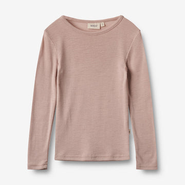 Wheat Wool Langærmet Uld T-shirt Alfie T-Shirt 1135 dry rose