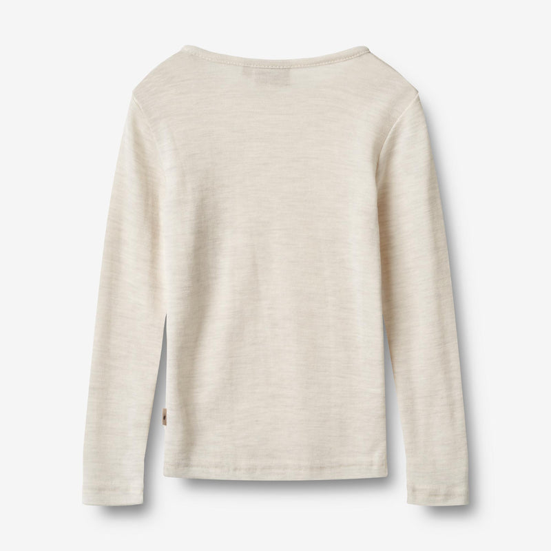Wheat Wool Langærmet Uld T-shirt Alfie Jersey Tops and T-Shirts 1141 eggshell melange