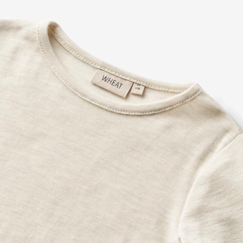 Wheat Wool Langærmet Uld T-shirt Alfie Jersey Tops and T-Shirts 1141 eggshell melange