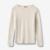 Wheat Wool Langærmet Uld T-shirt Alfie Jersey Tops and T-Shirts 1141 eggshell melange