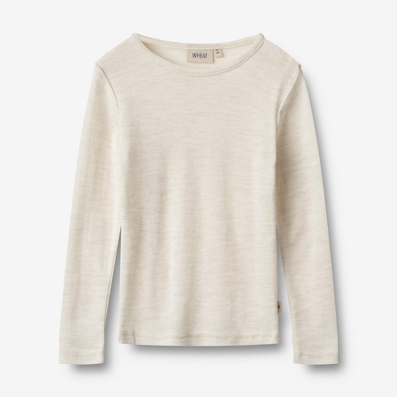 Wheat Wool Langærmet Uld T-shirt Alfie Jersey Tops and T-Shirts 1141 eggshell melange