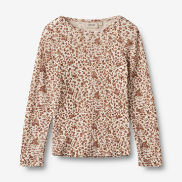 Wheat Wool Langærmet Uld T-shirt Alfie T-Shirt 2475 rose flowers