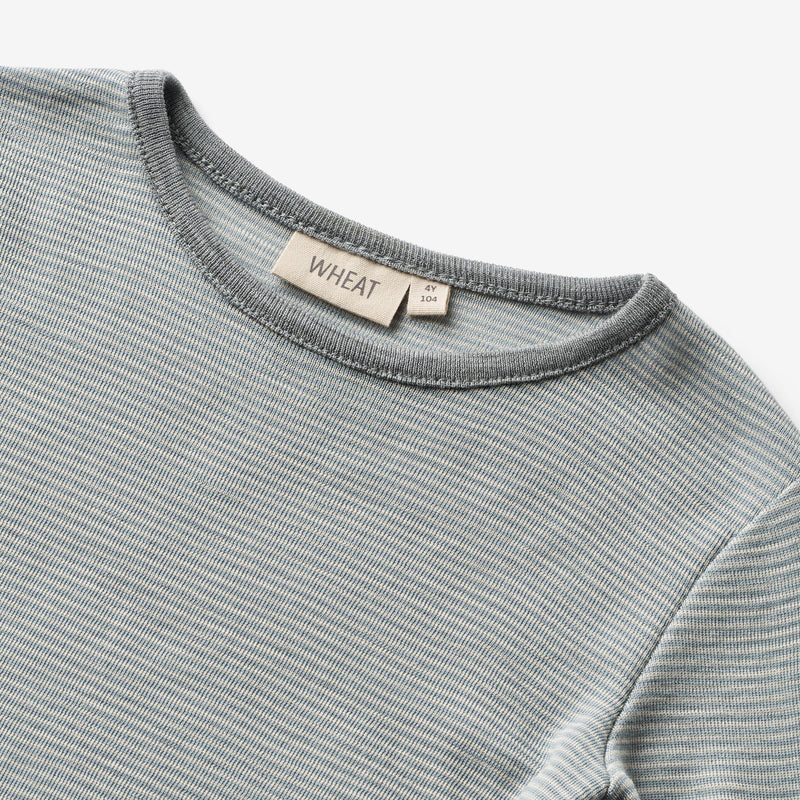 Wheat Wool Langærmet Uld T-shirt Alfie Jersey Tops and T-Shirts 1522 cloudy sky stripe