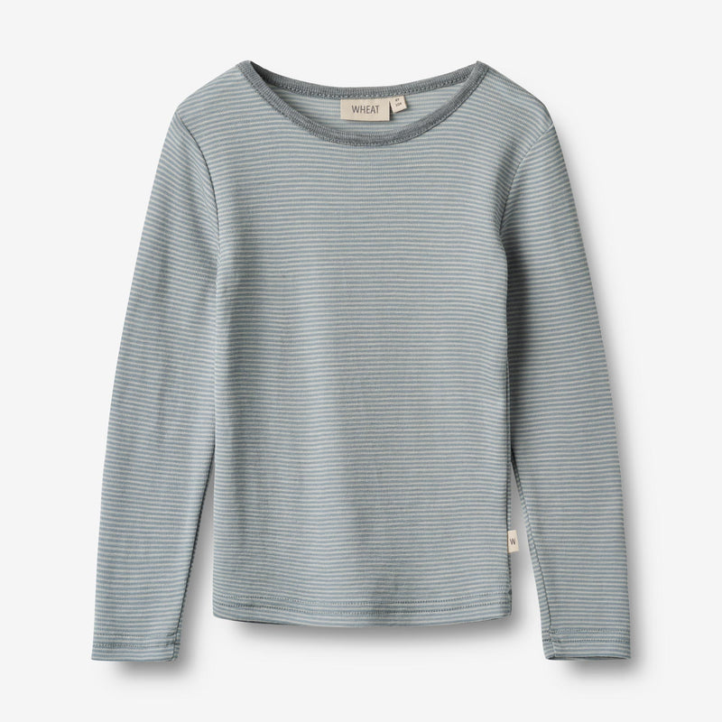 Wheat Wool Langærmet Uld T-shirt Alfie Jersey Tops and T-Shirts 1522 cloudy sky stripe
