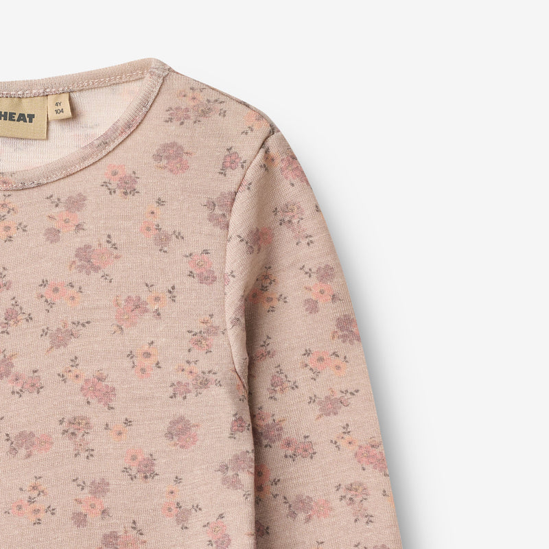 Wheat Wool Langærmet Uld T-shirt Alfie Jersey Tops and T-Shirts 1358 lilac flowers