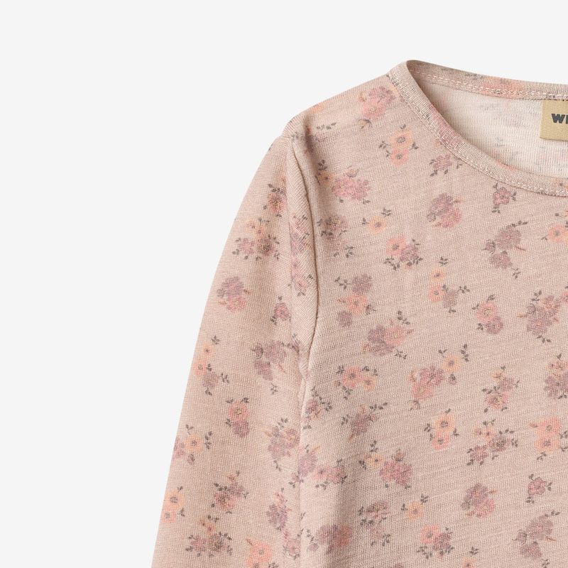 Wheat Wool Langærmet Uld T-shirt Alfie Jersey Tops and T-Shirts 1358 lilac flowers