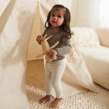Wheat Wool Langærmet Uld T-shirt Alfie Jersey Tops and T-Shirts 3204 khaki melange