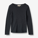 Wheat SMU Langærmet Uld T-shirt Alfie T-Shirt 1432 navy