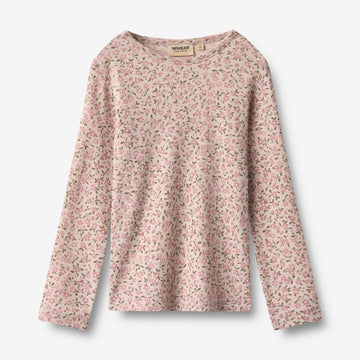 Wheat Main Langærmet Uld T-shirt Alfie T-Shirt 1359 pale lilac flowers